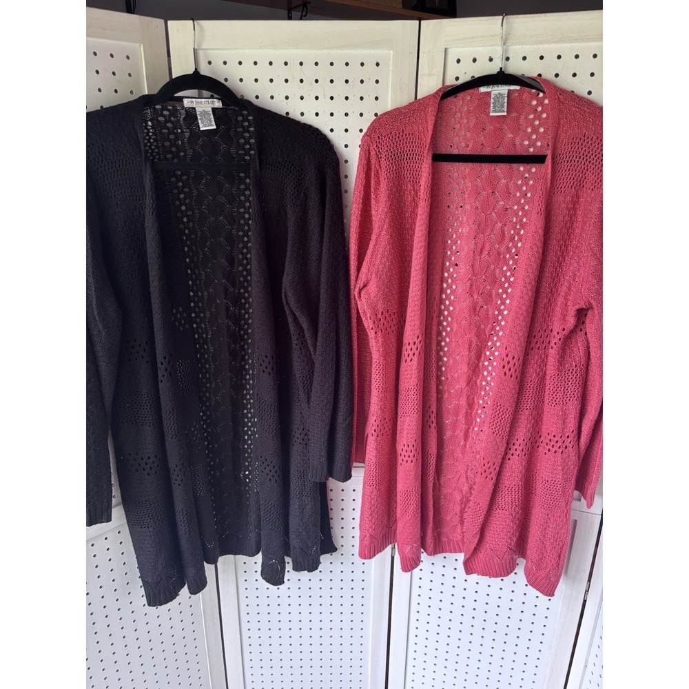 LOT/2 99 Jane Street Womens XL Knit Open Front Cardigan Sweaters Acrylic Slit